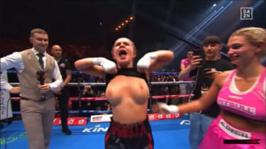 【動画】巨乳ボクサーさん、勝利の舞でおっぱいを披露してしまい大炎上